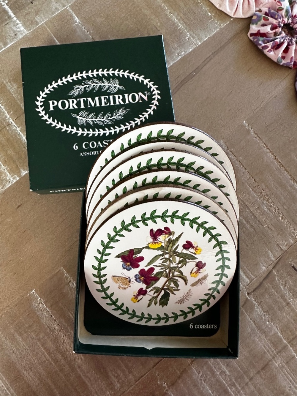 6 Portmeirion Botanic Garden Assorted Coasters Original Box Vintage CottageCore
